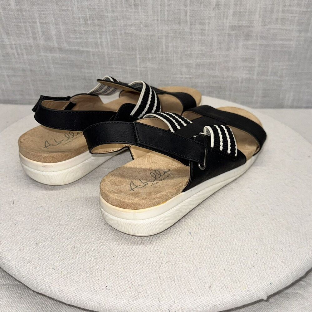 Abella Paula Sandals Womens 8.5M Black Striped Comfort Slingback Nautical Sporty - Picture 3 of 8